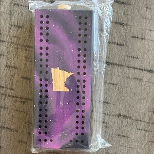 Mini Galaxy Purple and Black Cribbage Board with Minnesota State Design